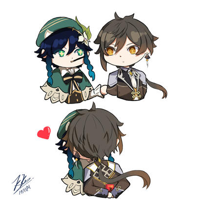 Genshin - Zhongven pocky day 2021